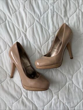 Madden Girl Nude Patent Platform Pumps